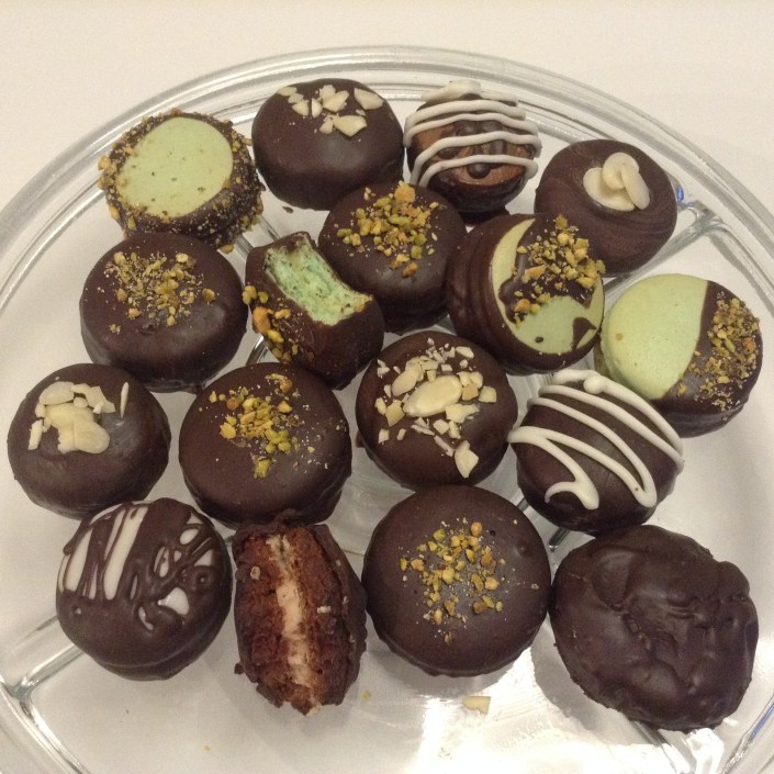 Chocolate Coated French Macaroons