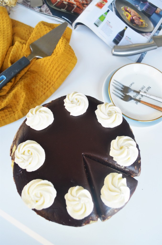 Boston Cream Cake with Homemade Pastry Cream and Chocolate Gaanche