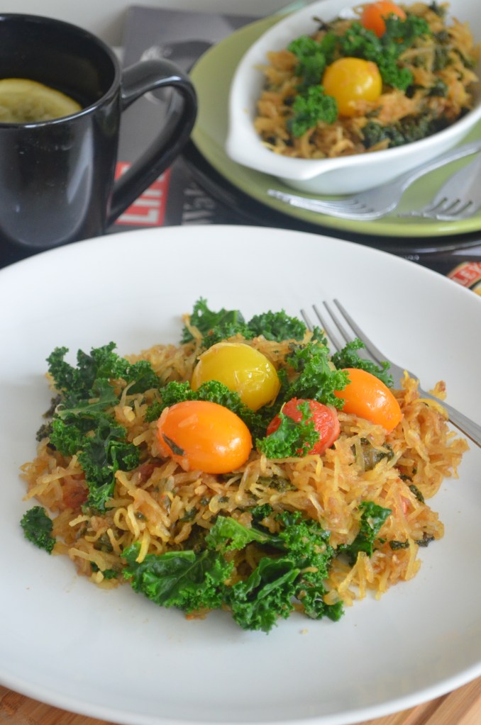 Spaghetti Squash with Kale and Tomato