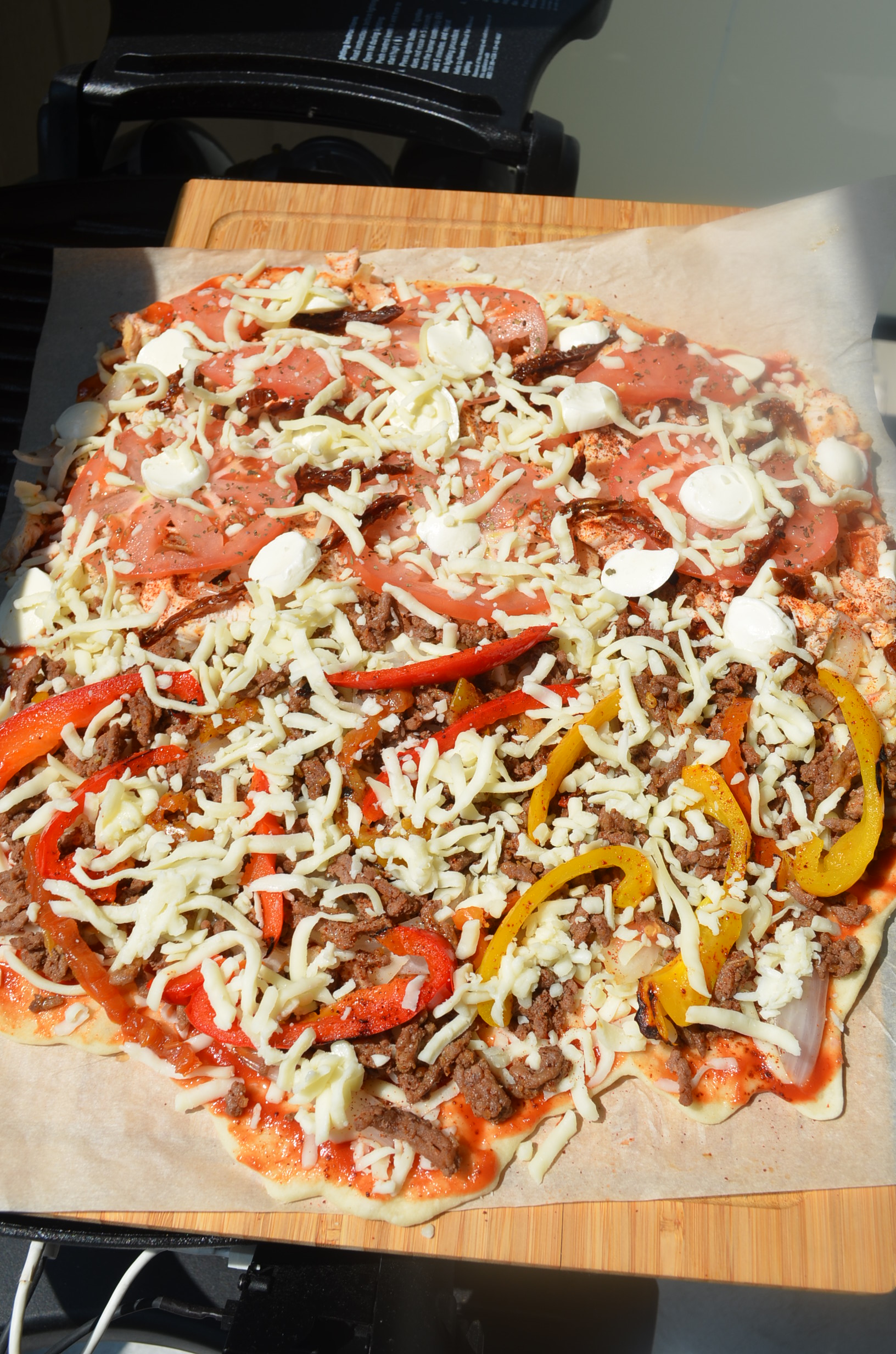 Grilled Homemade Meat Lovers Pizza