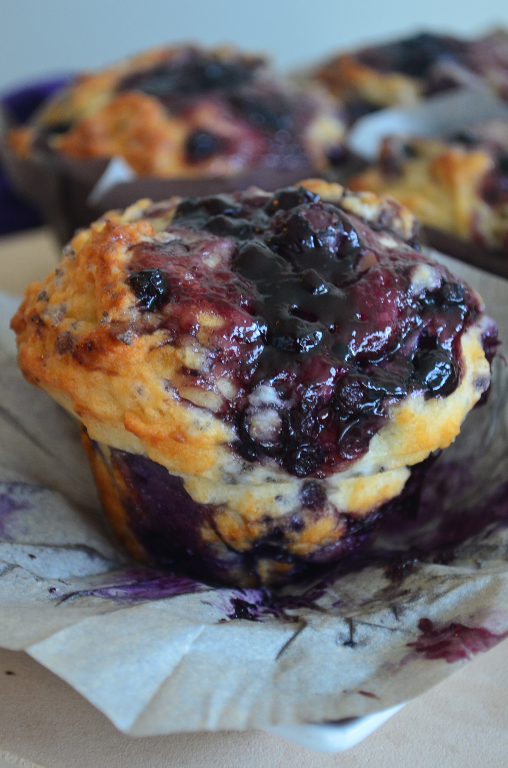 Homemade Blueberry Yogurt Muffin by SweetNSpicyLiving.com