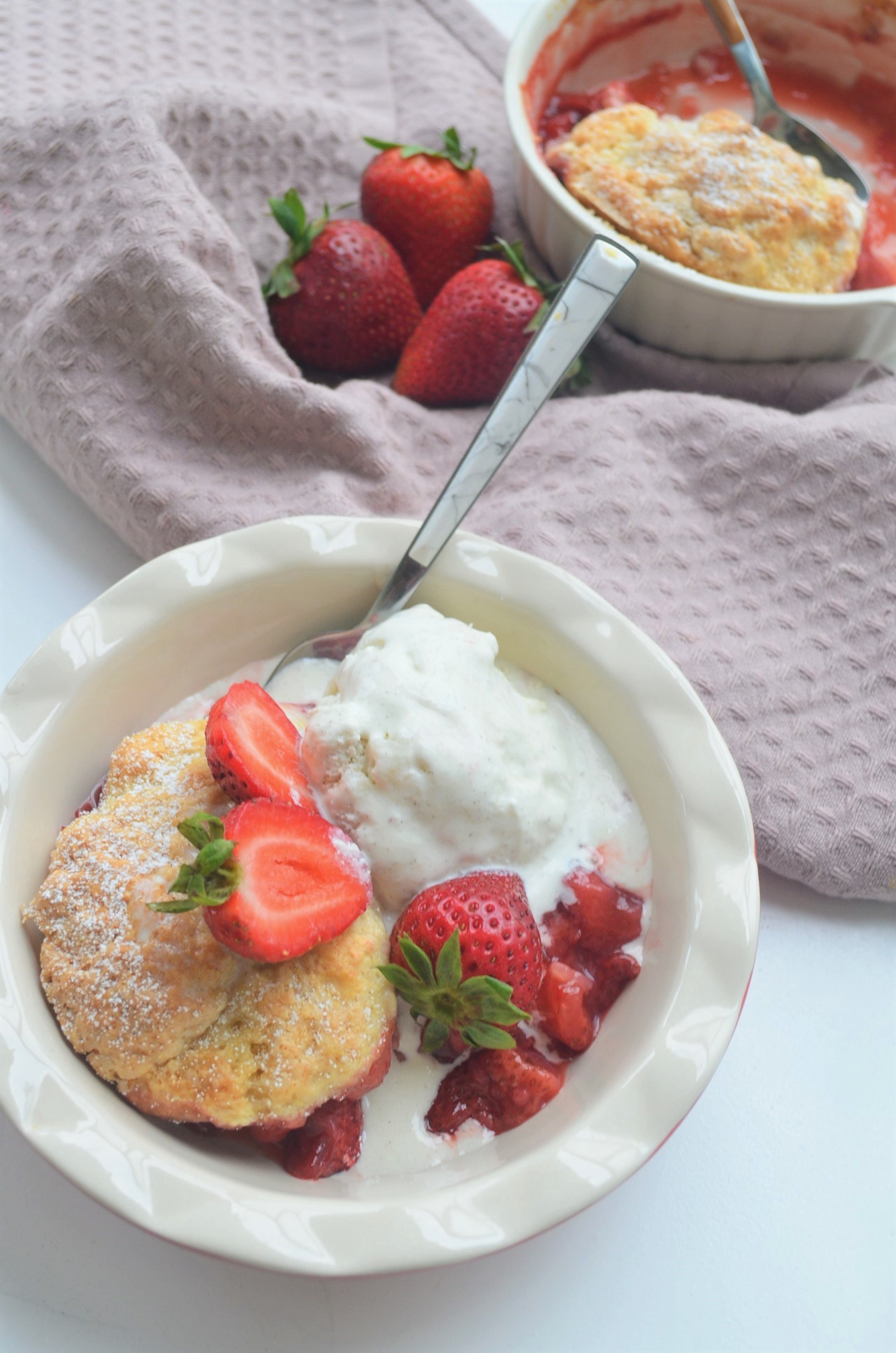 Small Batch Strawberry Cobbler For Two