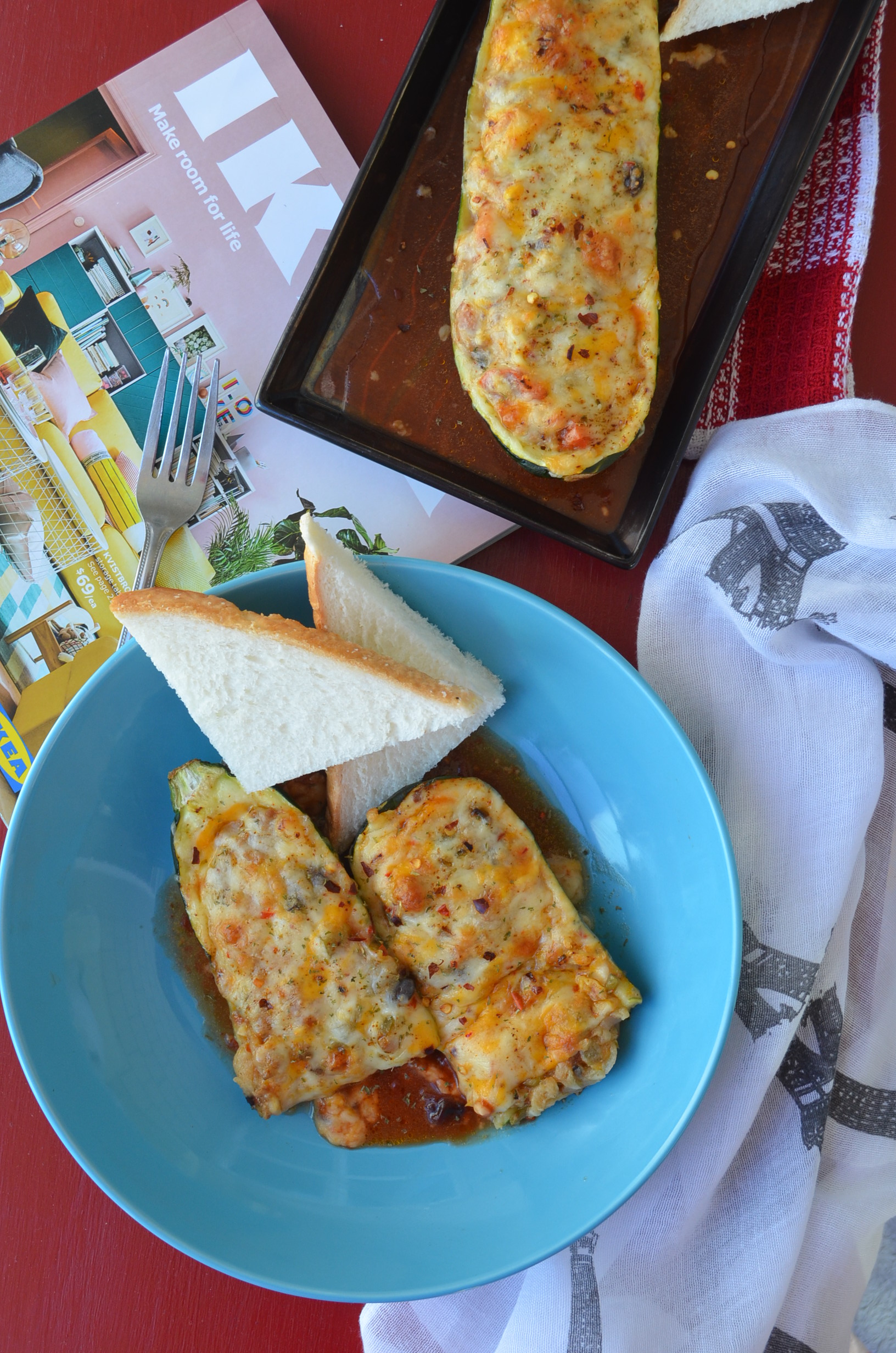 Chili Stuffed Zucchini