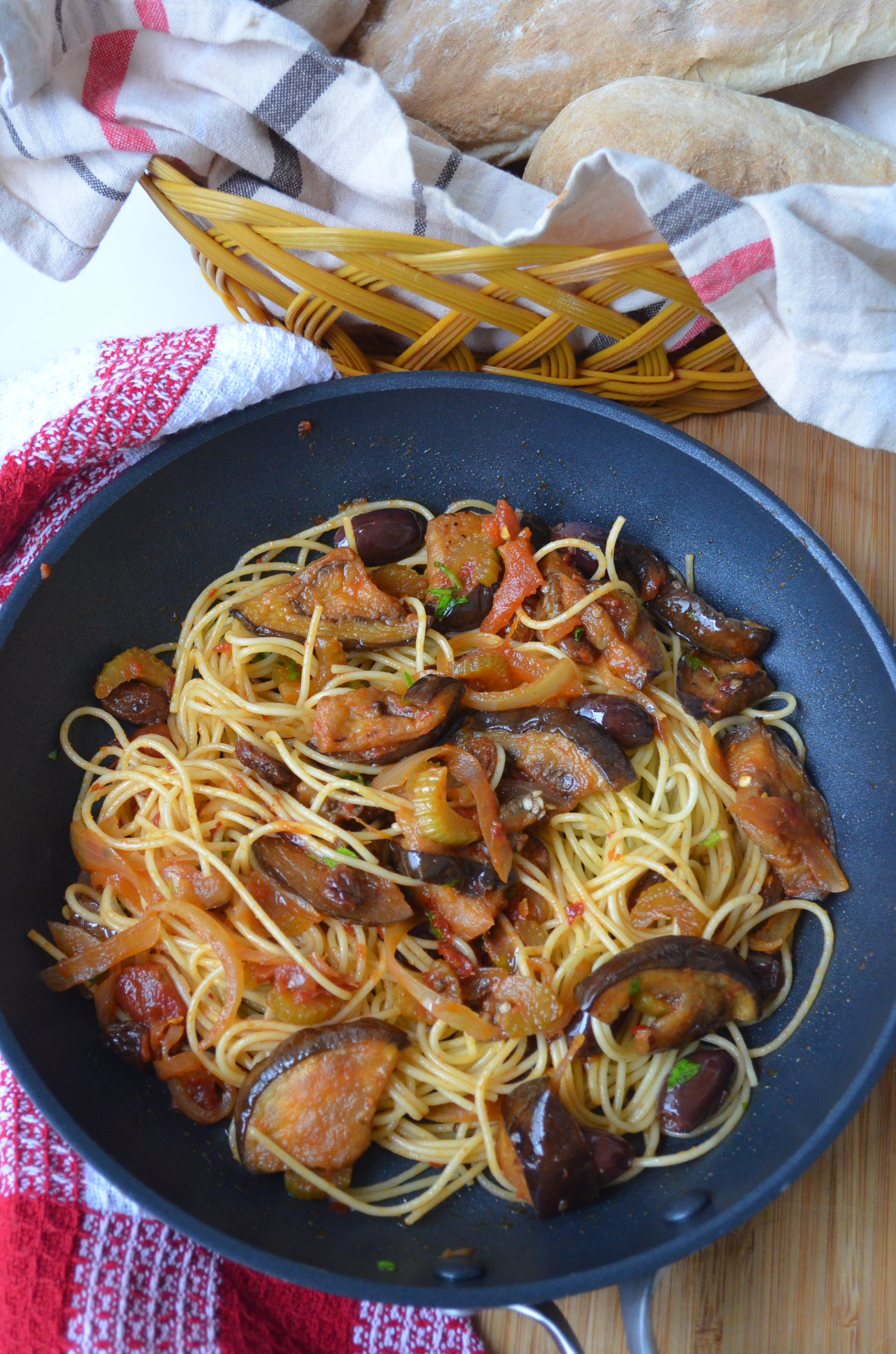 Caponata Pasta at SweetnSpicyLiving.com