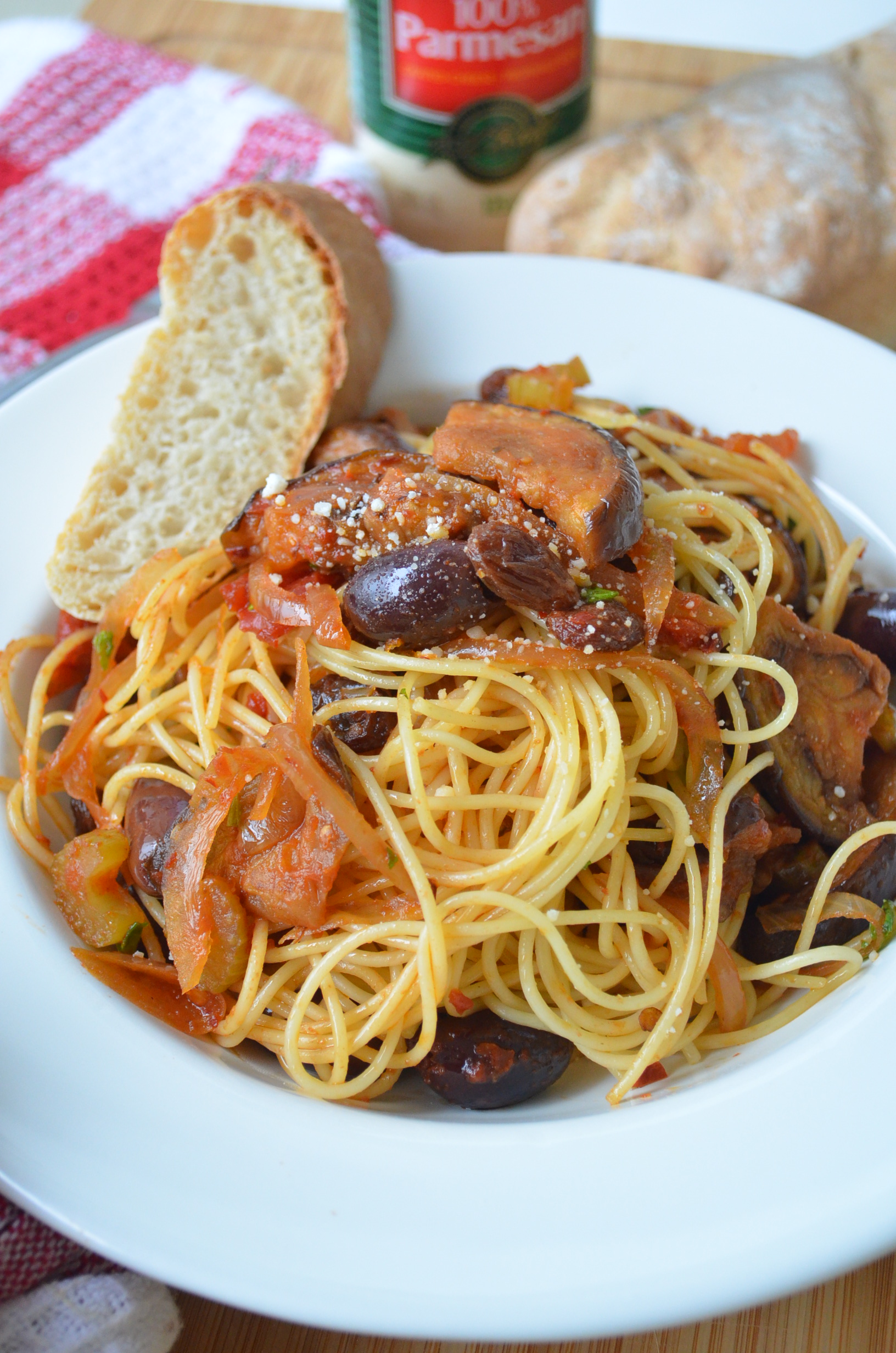 Caponata Spaghetti Pasta at SweetnSpicyLiving.com