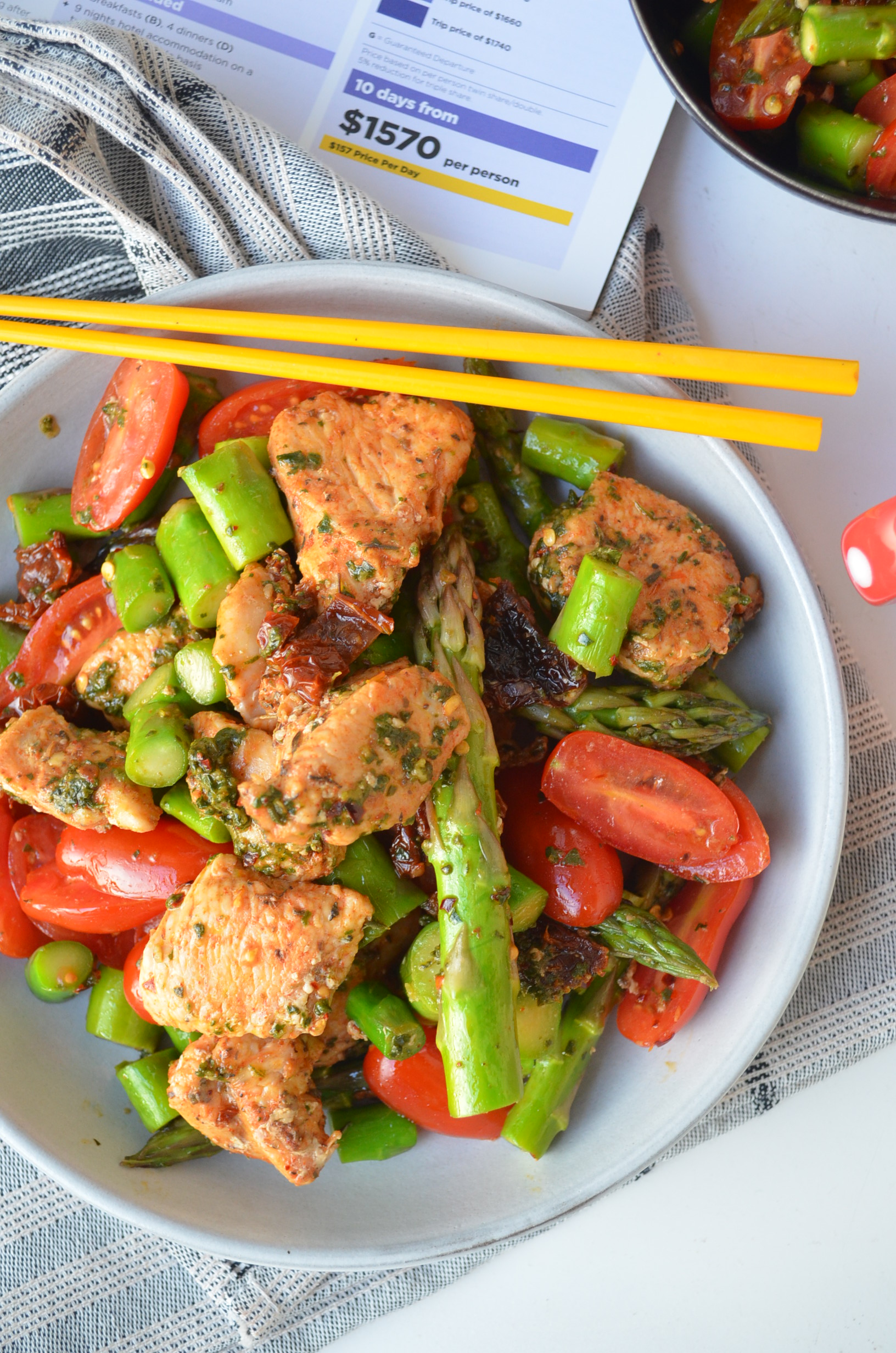 Chicken Pesto with Asparagus and Tomato at SweetnSpicyLiving.com