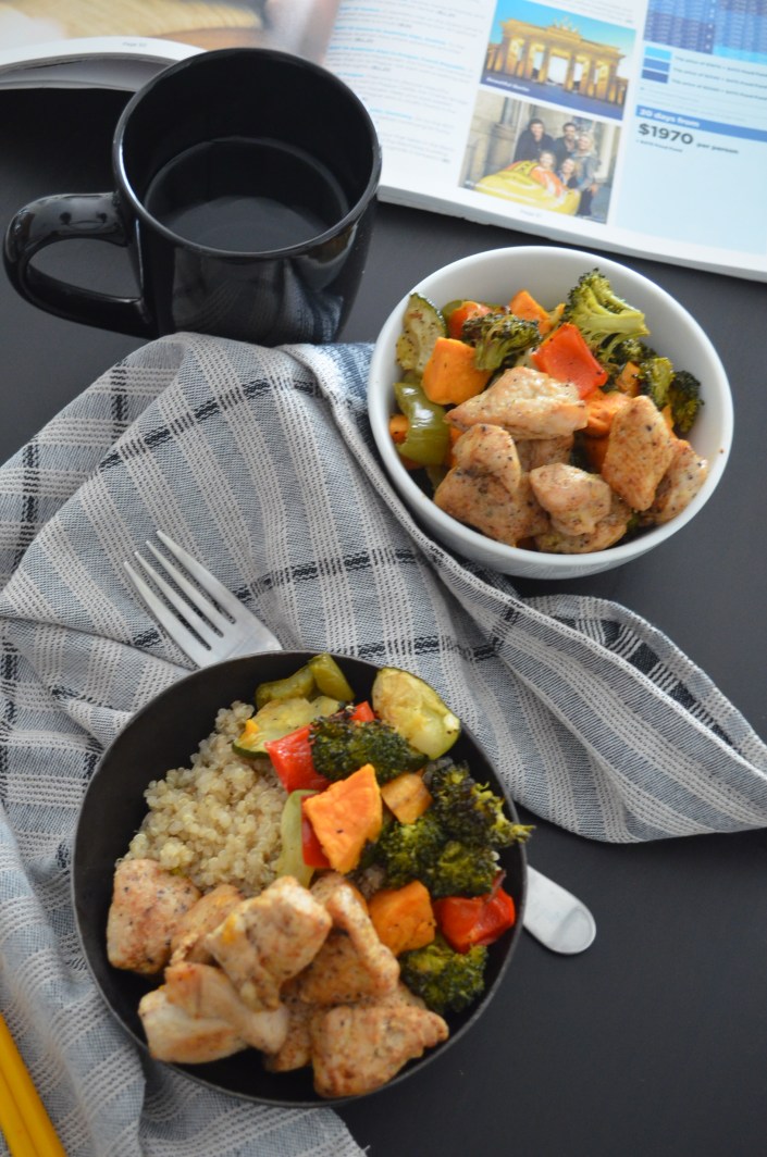 Roasted Vegetable and Chicken Quinoa Bowls for Two Recipe