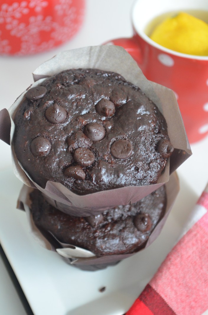 Chocolate Banana Choco Chip Muffin By SweetnSpicyLiving.com