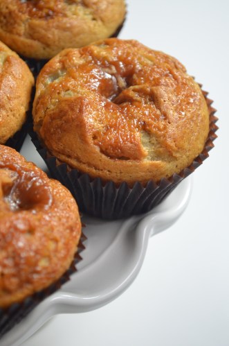Dulce De Leche Swirl Banana Muffins at SweetNSpicyLiving