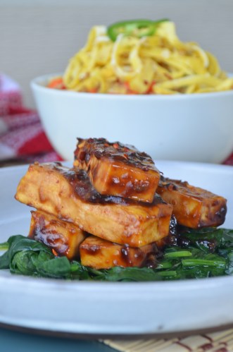 Teriyaki Tofu with Spinach by SweetNSpicyLiving.com
