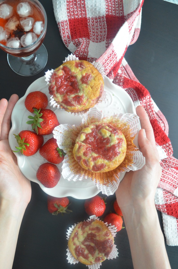 Homemade Strawberry Swirl Banana Muffin By SweetnSpicyLiving.com