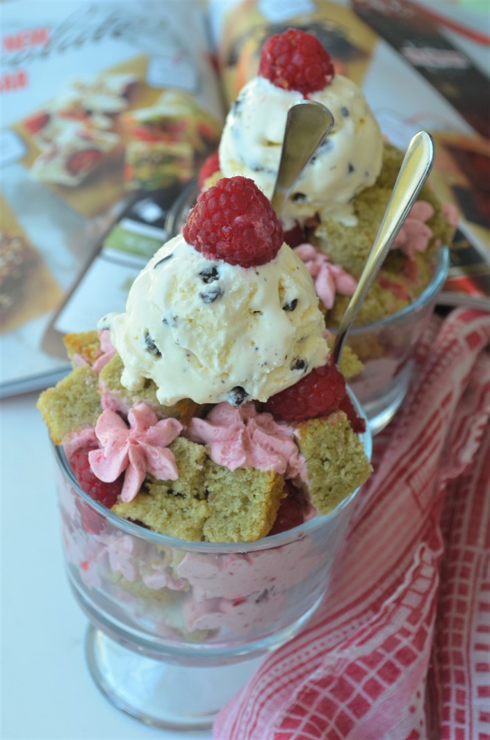 Green Tea Raspberry Cake Parfait