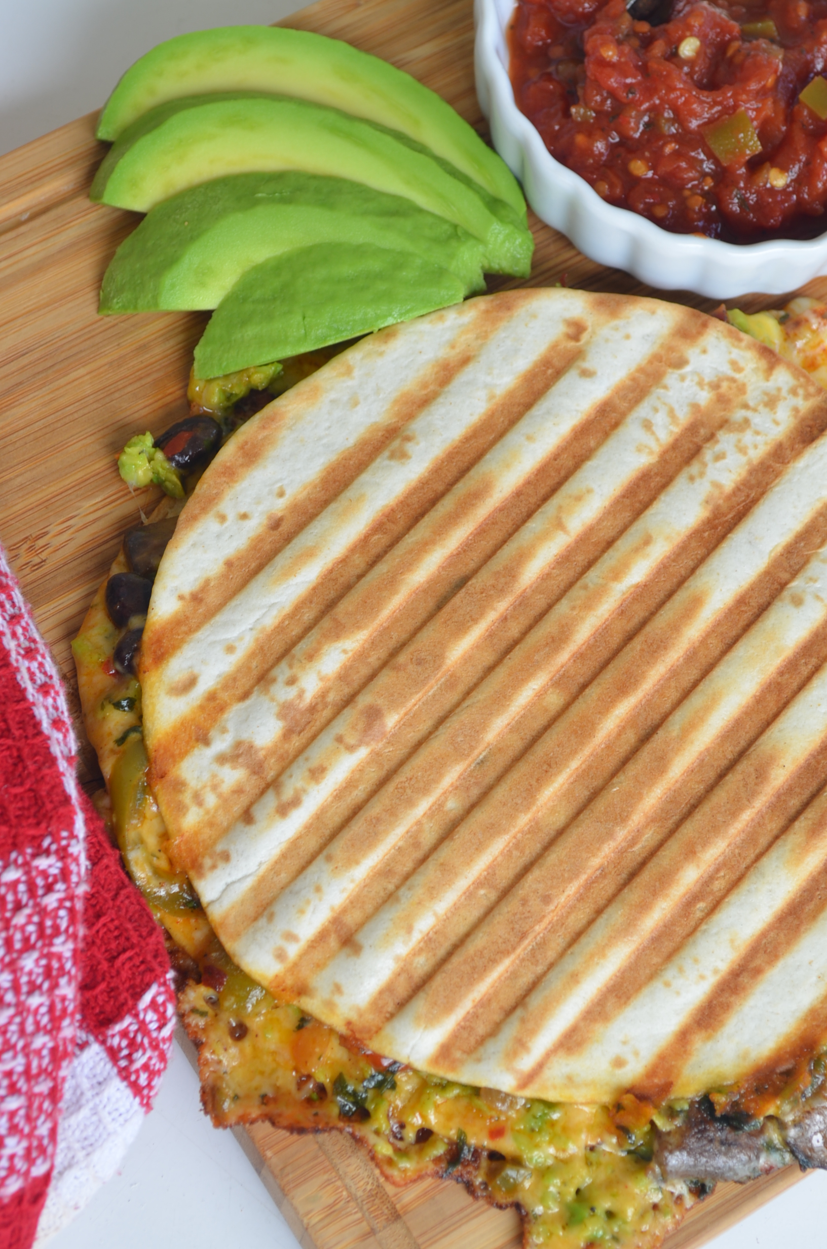 Black Bean, Avocado and Red Pepper Quesadilla