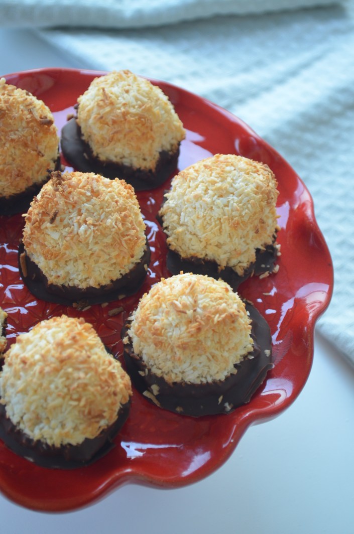 Small Batch Chocolate Dipped Coconut Macaroons By SweetNSpicyLiving