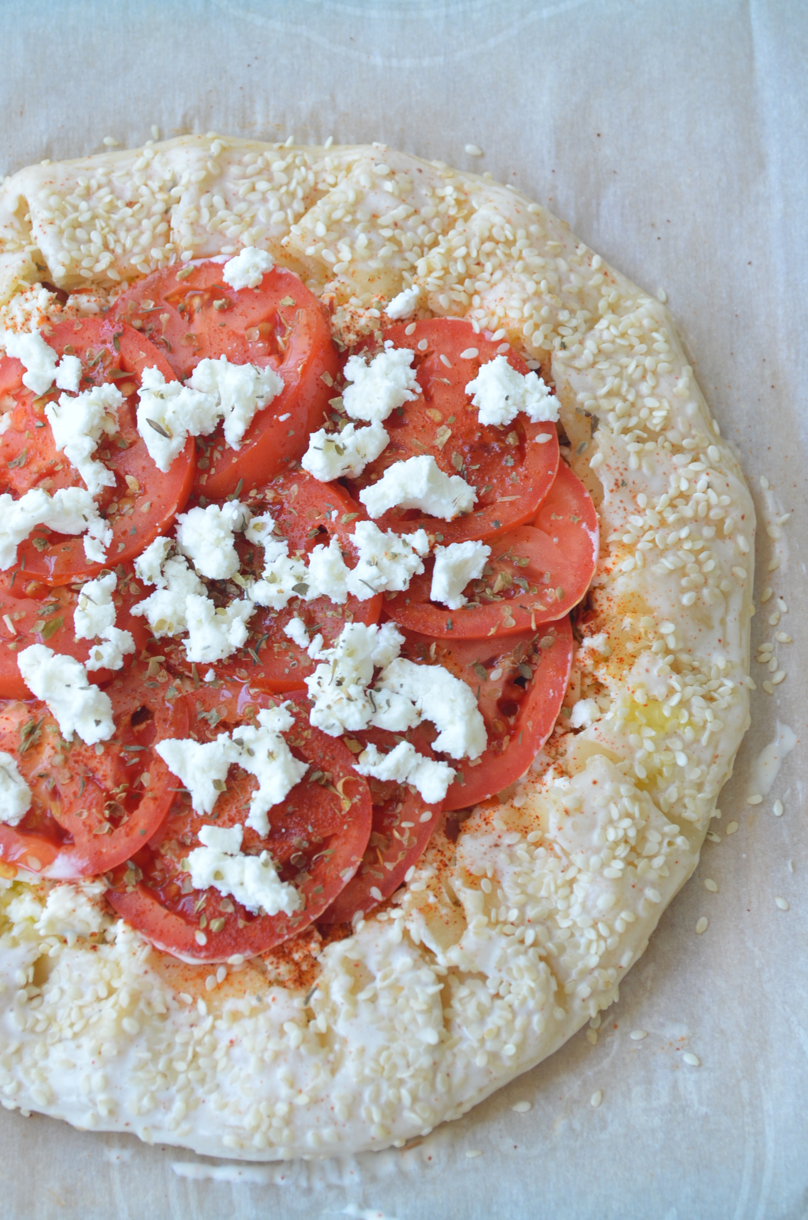 Vegetarian Feta and Tomato Pizza Pie