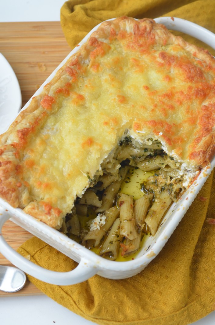 Baked Puff Pastry Pesto Pasta