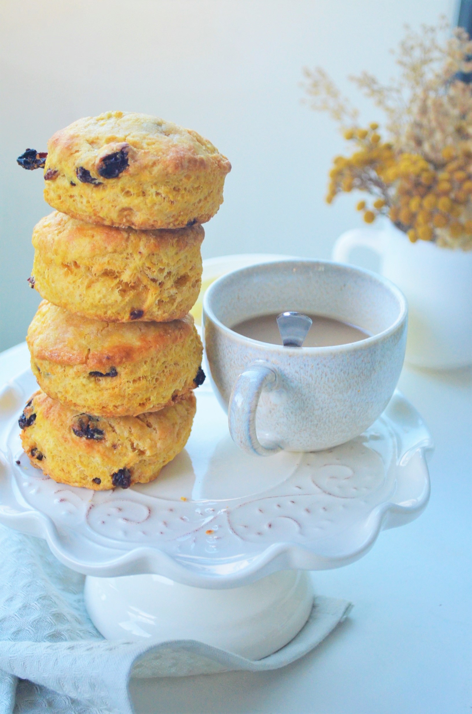 Tall and Flaky Pumpkin Raisins Scones