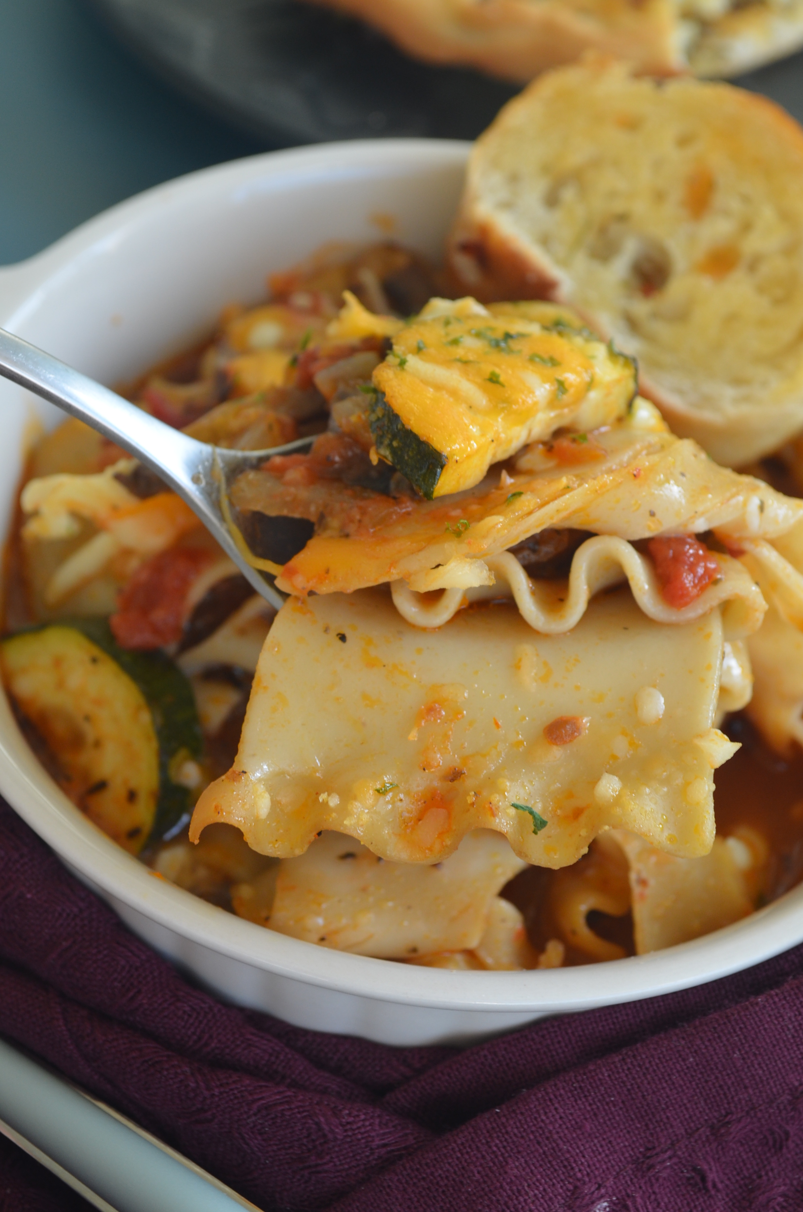 Mushroom and Zucchini Lasagna Soup