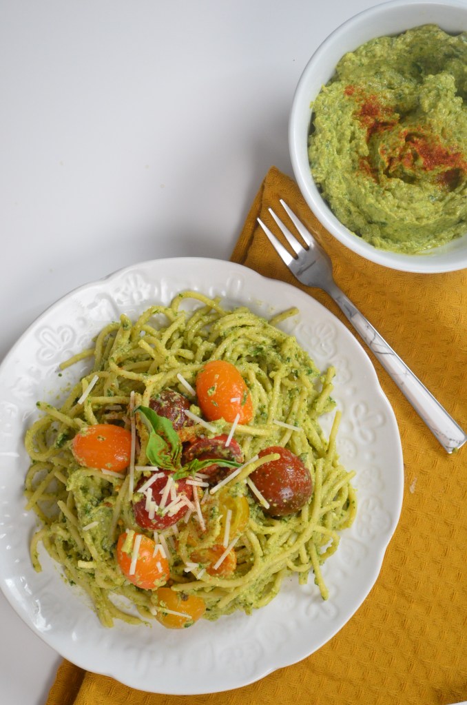 Avocado Basil Pesto Spaghetti