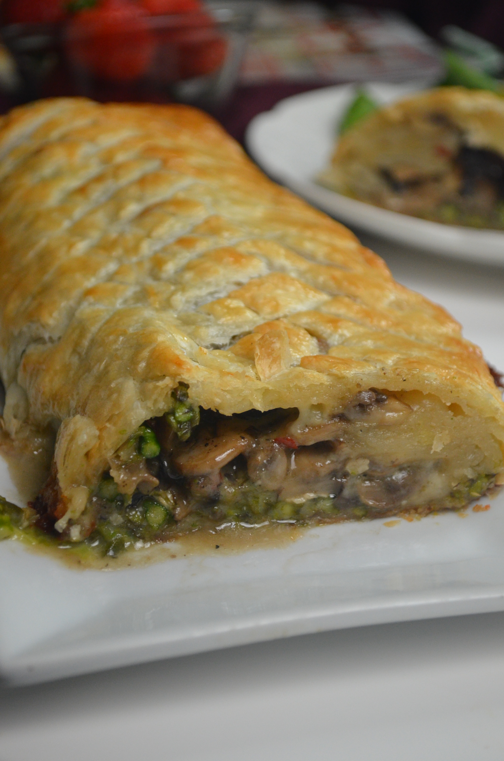 Mushroom and Asparagus with Brie Wellington