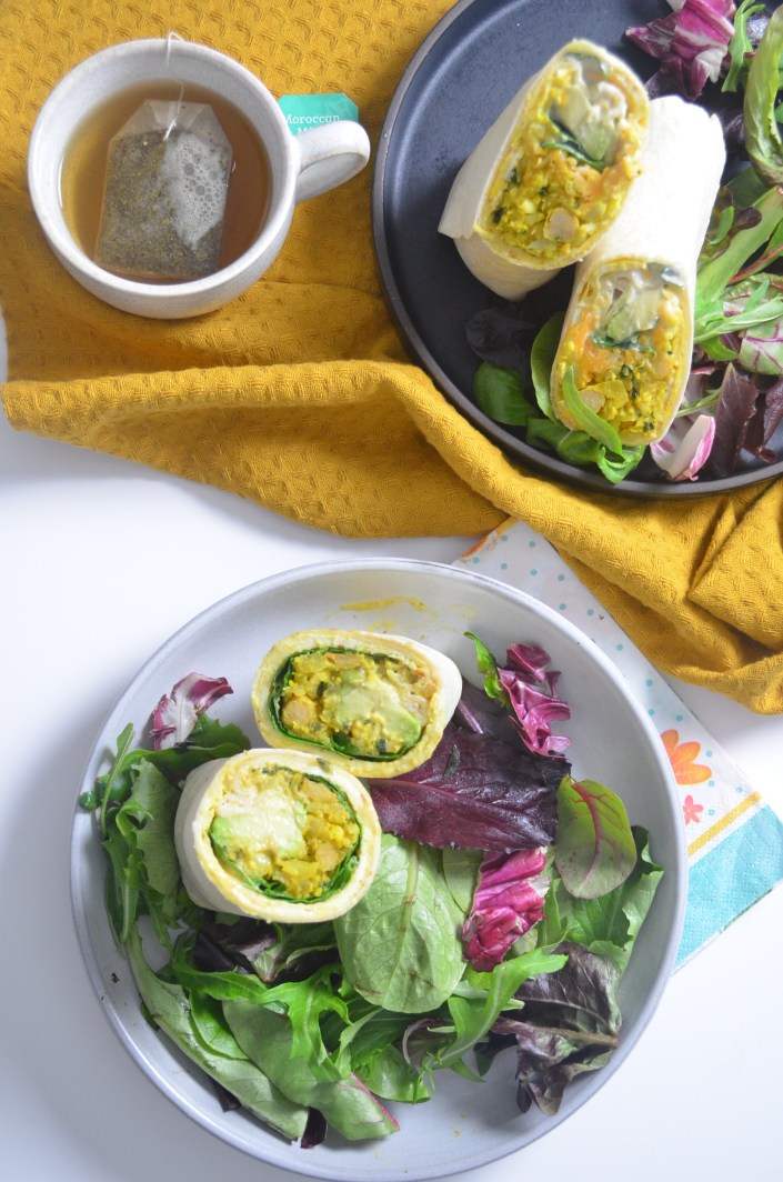chickpea and cauliflower curry wrap