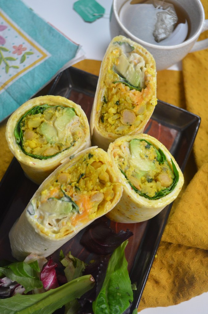 chickpea and cauliflower turmeric curry wrap