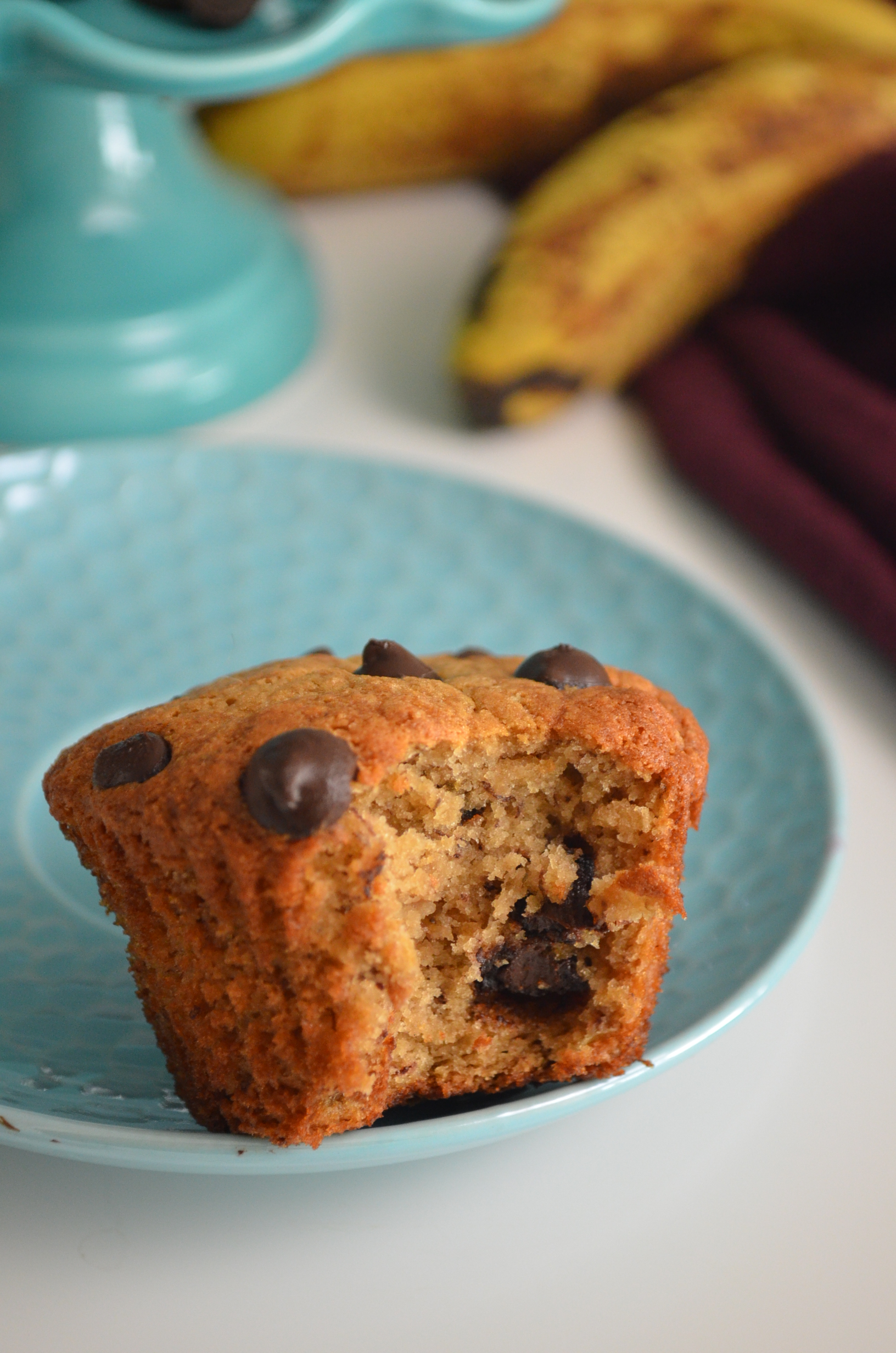 Gluten Free Small Batch Fluffy Banana Chocolate Chip Muffin
