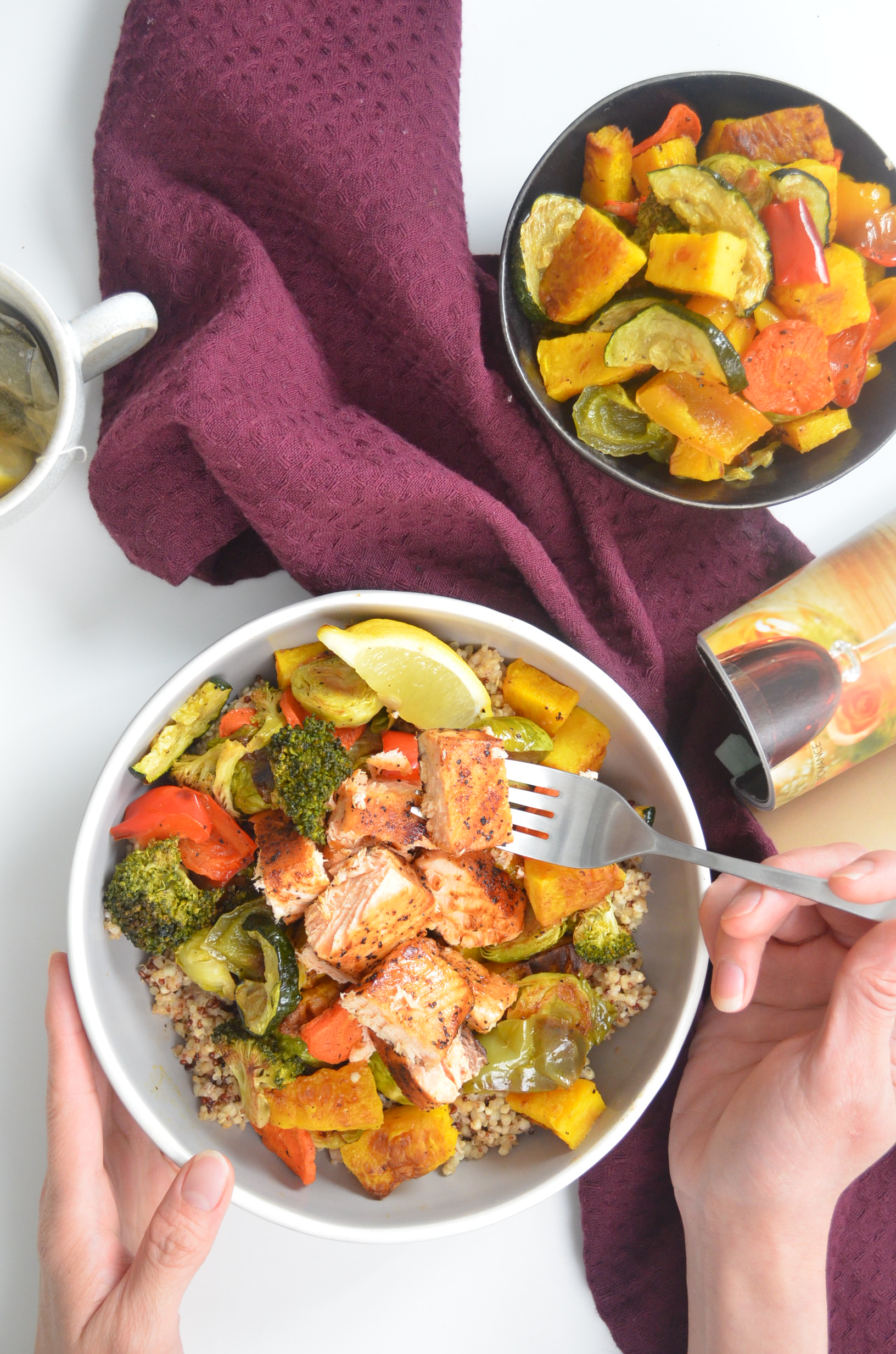 Salmon and Quinoa Veggie Bowl
