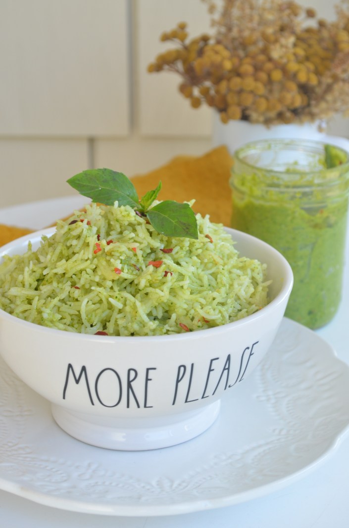 Small Batch Homemade Spinach Pesto Rice
