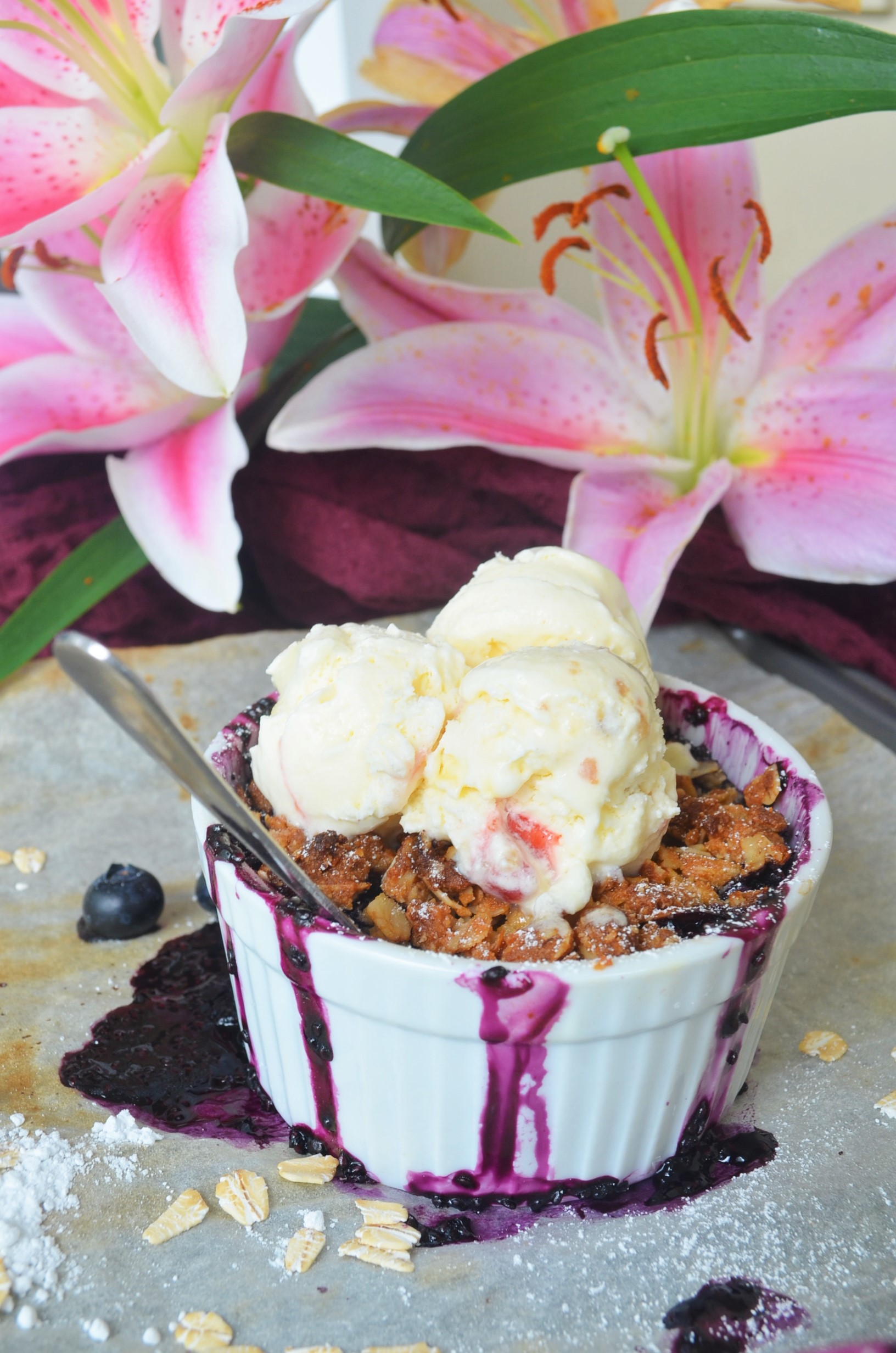 Gluten Free and Vegan Blueberry Crisp For Two