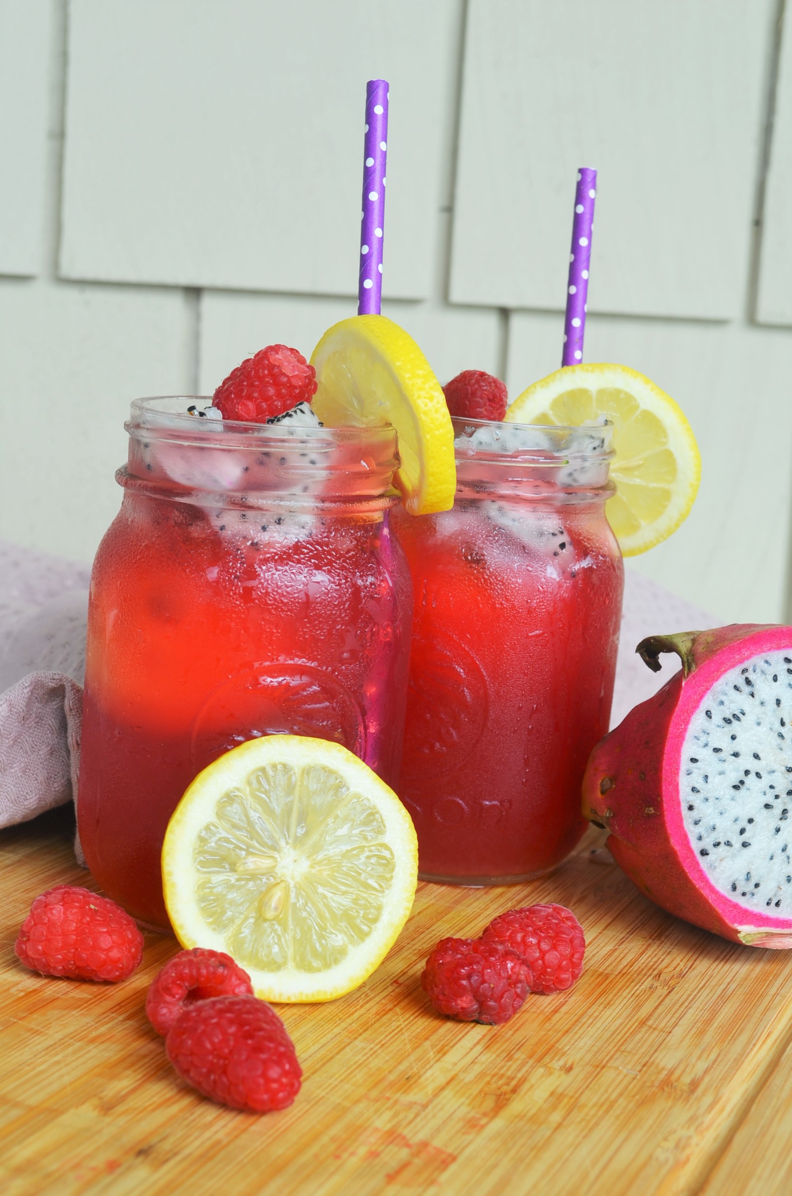 Raspberry and Dragon Fruit Shaken Iced Tea