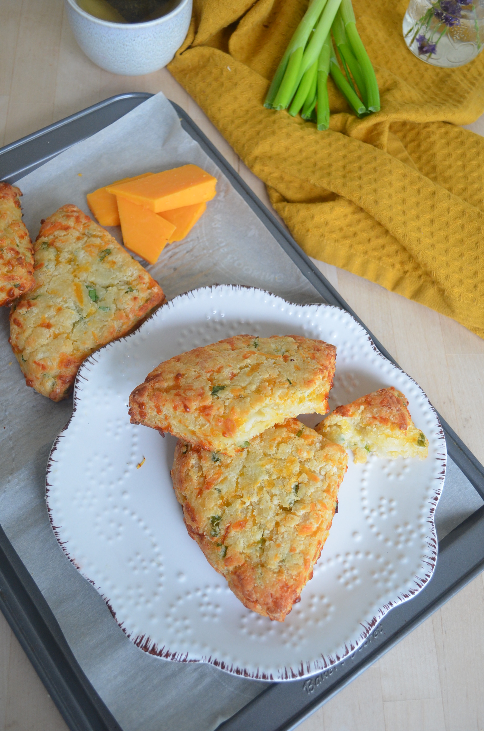 Small Batch Green Onion Potato Cheddar Scones