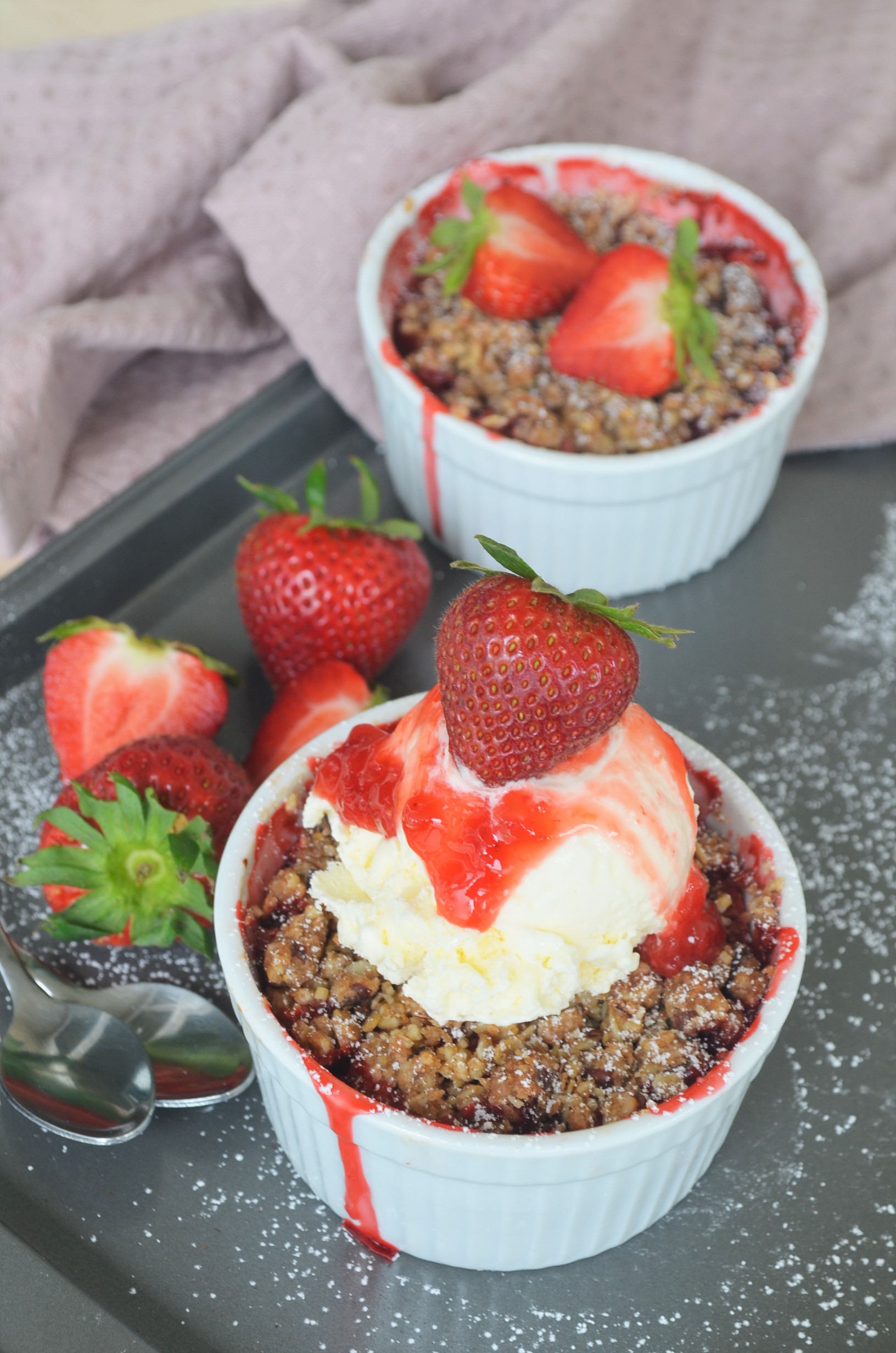 Small Batch Strawberry Crisp For Two