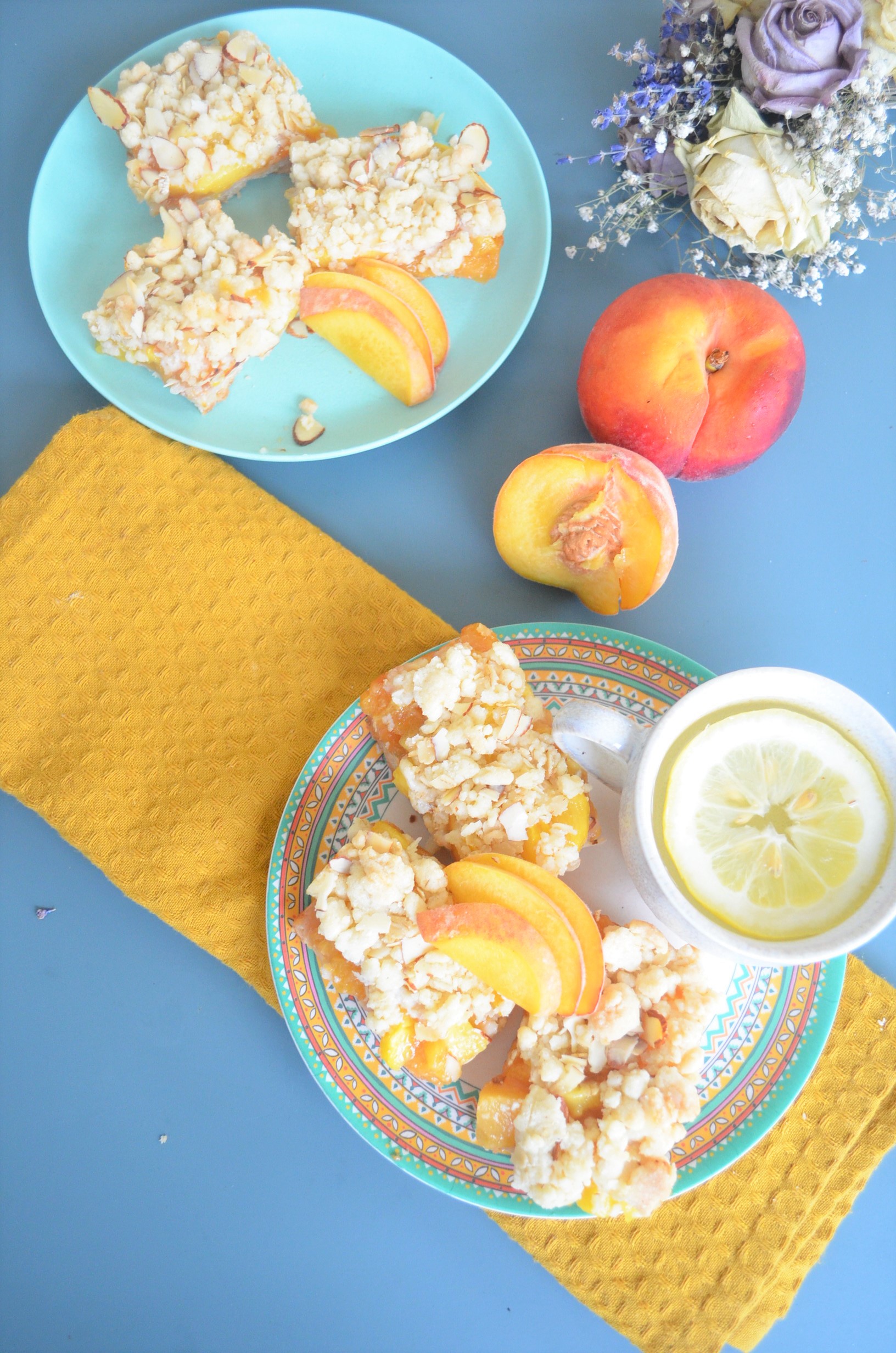 Peach Shortbread Oats Crumb Bar By SweetNSpicyLiving