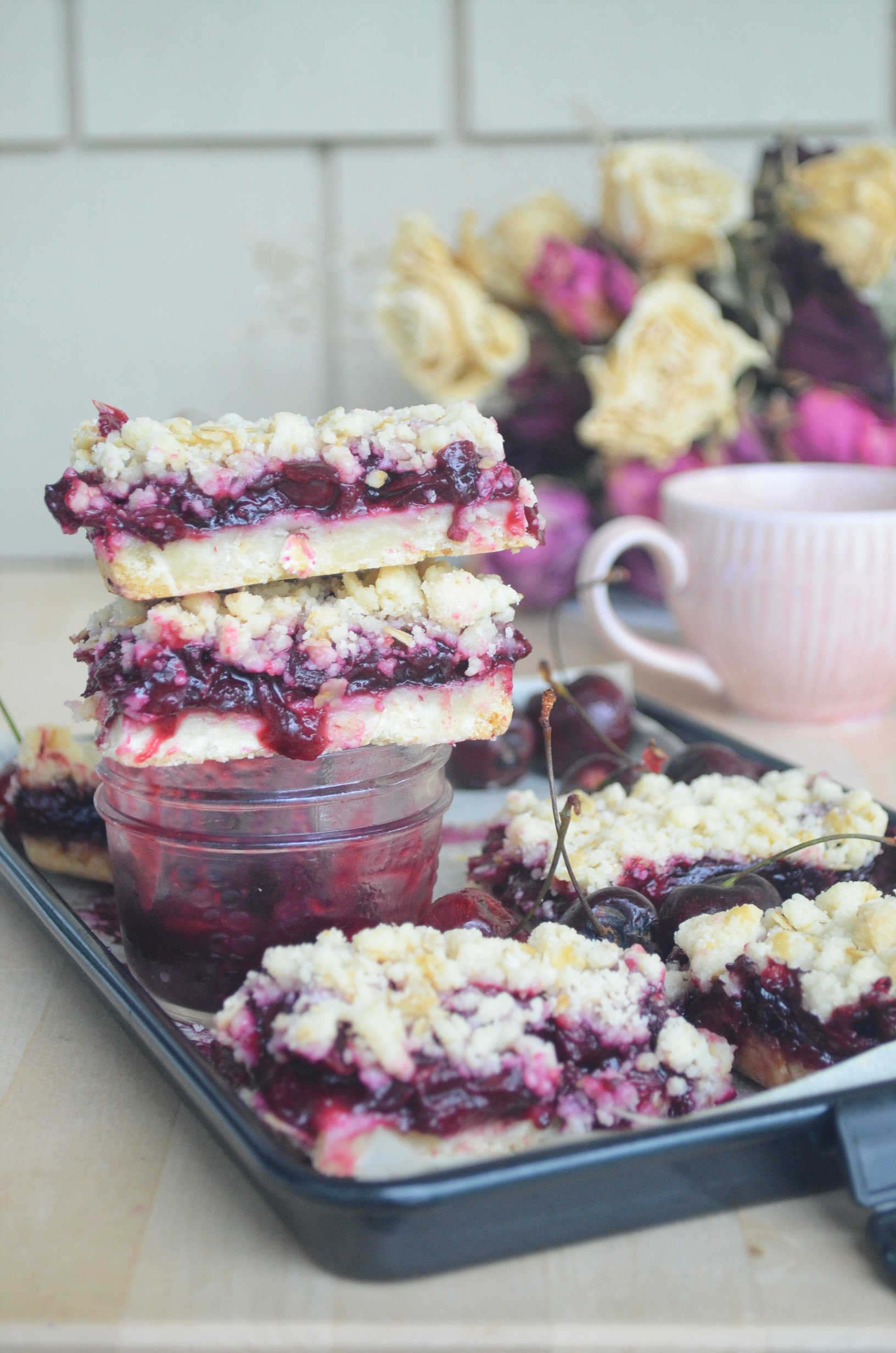 Small Batch Fresh Cherry Crumb Bar