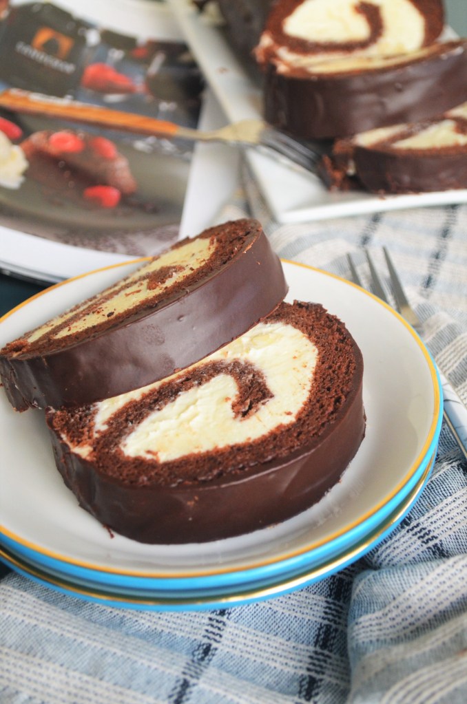 Chocolate Cream Cheese Swiss Roll Cake