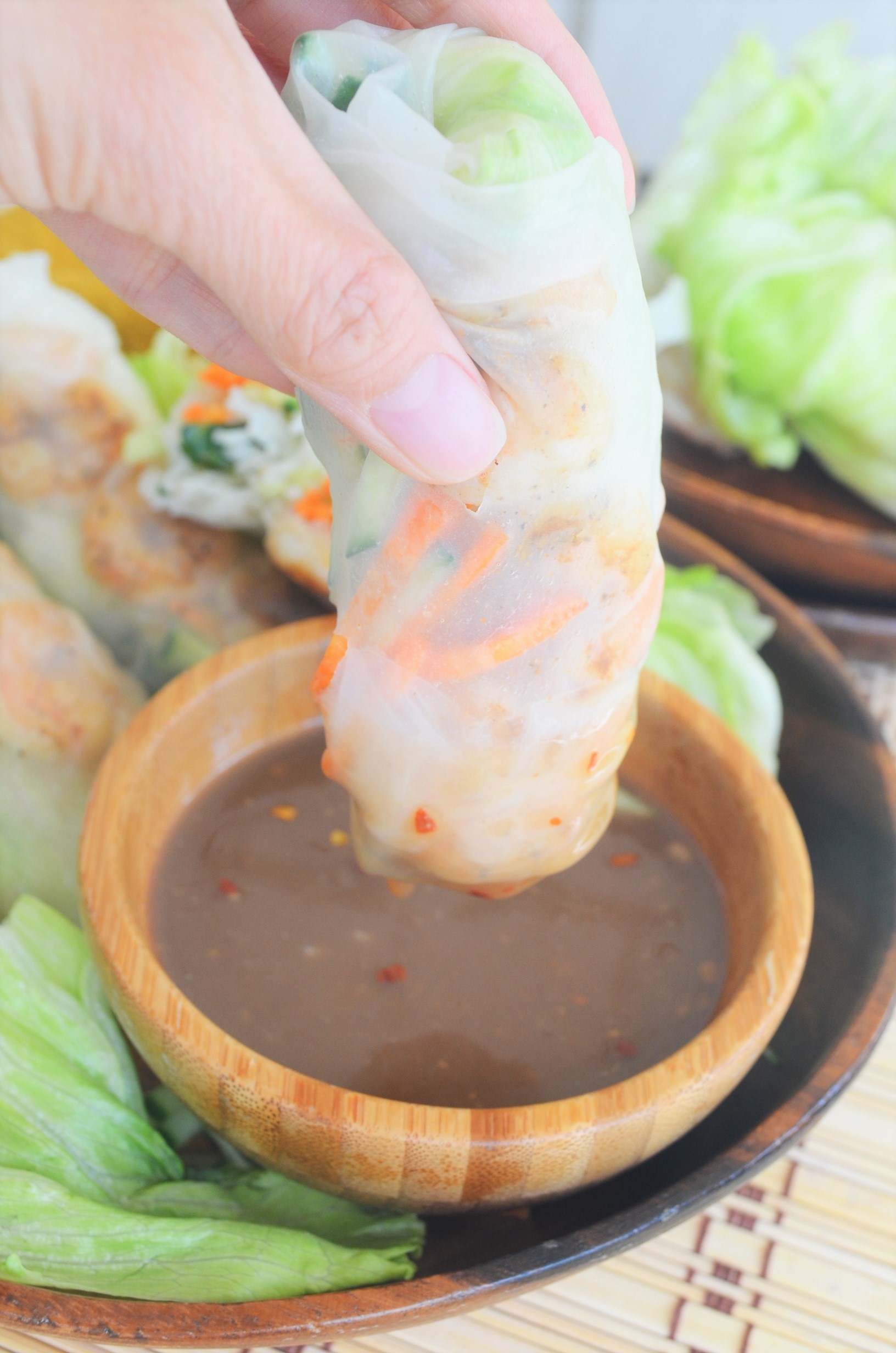 Vietnamese Spring Rolls with Peanut Sauce