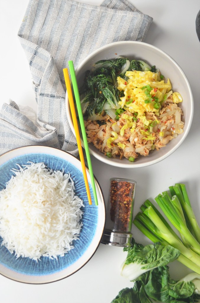 Tuna and Egg Bokchoy Rice Bowl