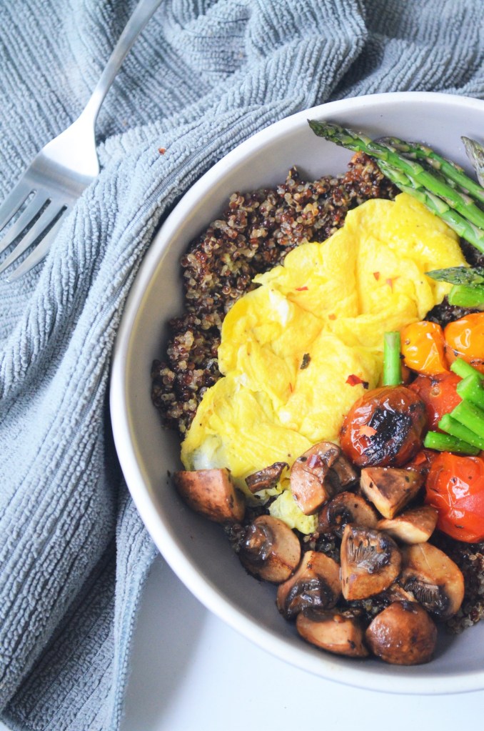 Savory Quinoa Mushroom and Egg Breakfast Bowl 