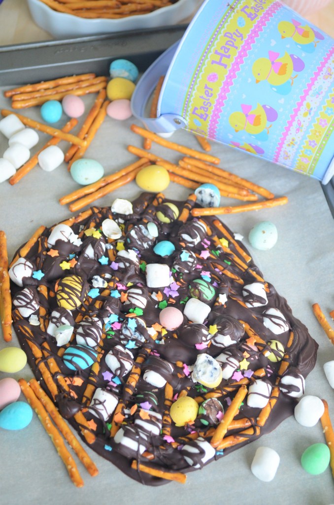 Small batch Easter Marshmallow and Pretzel Bark Chocolate