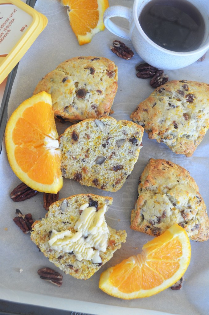 Orange Glazed Irish Soda Pecan Scones