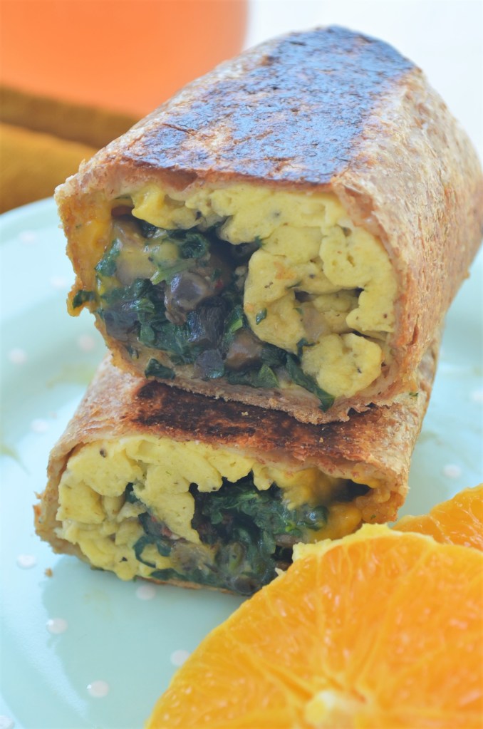 Small Batch Spinach and Mushroom Breakfast Burrito