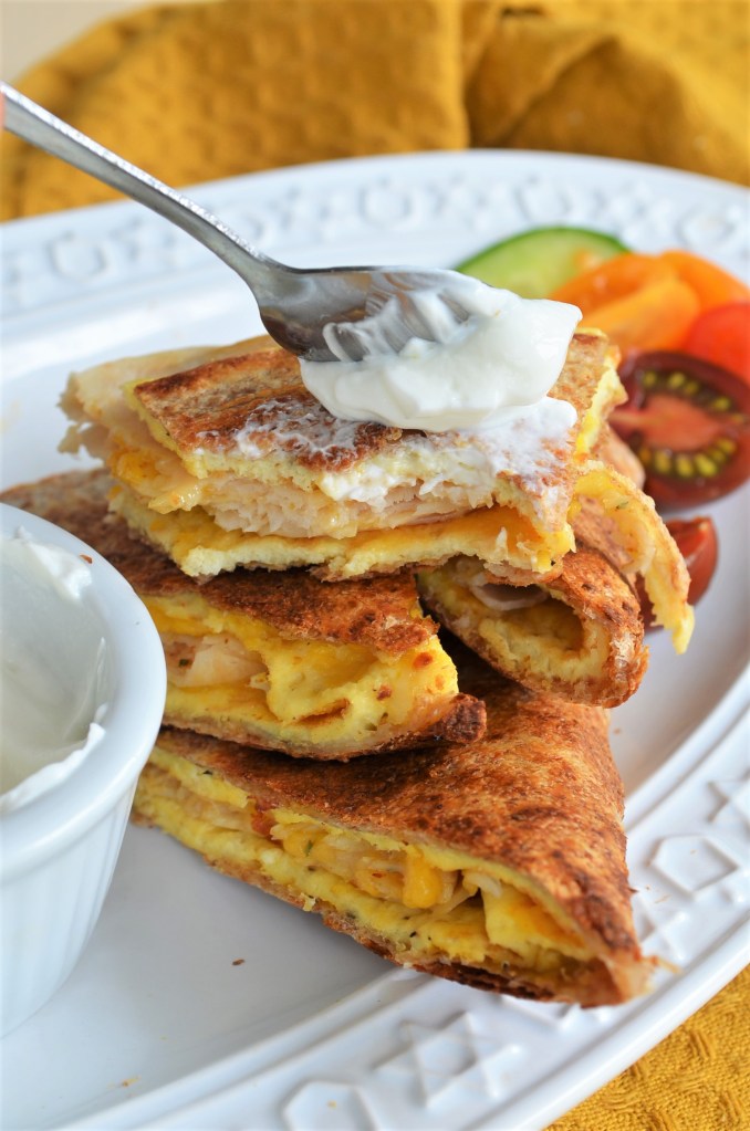 Egg Ham Cheese Quesadilla For Two