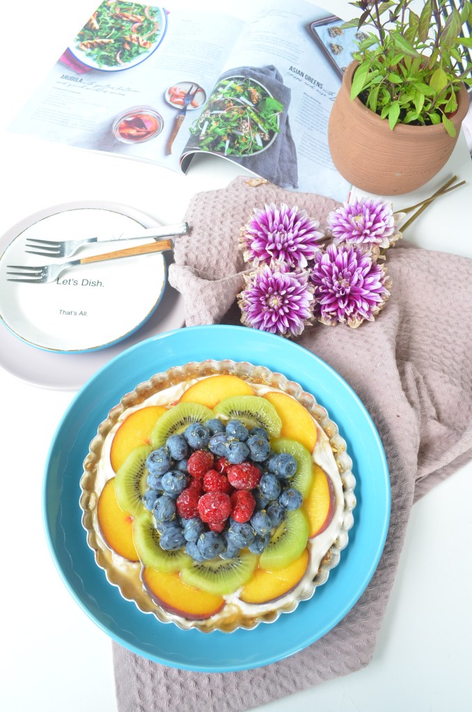 No Bake Dates and cashew Fruit Tart By SweetNSpicyLiving