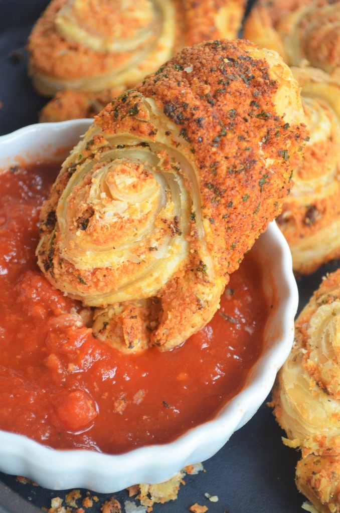 Garlic Parmesan Cheese Puff Pastry Bites Appetizer