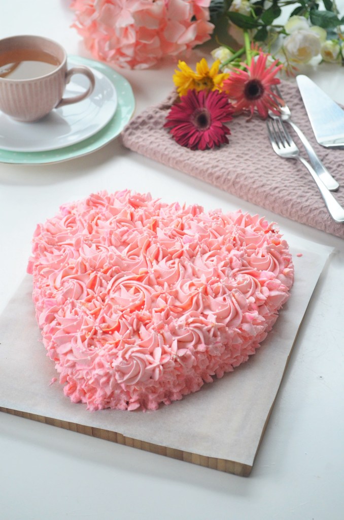 Valentines Cake with Chocolate Ganache and Whipped Cream Frosting