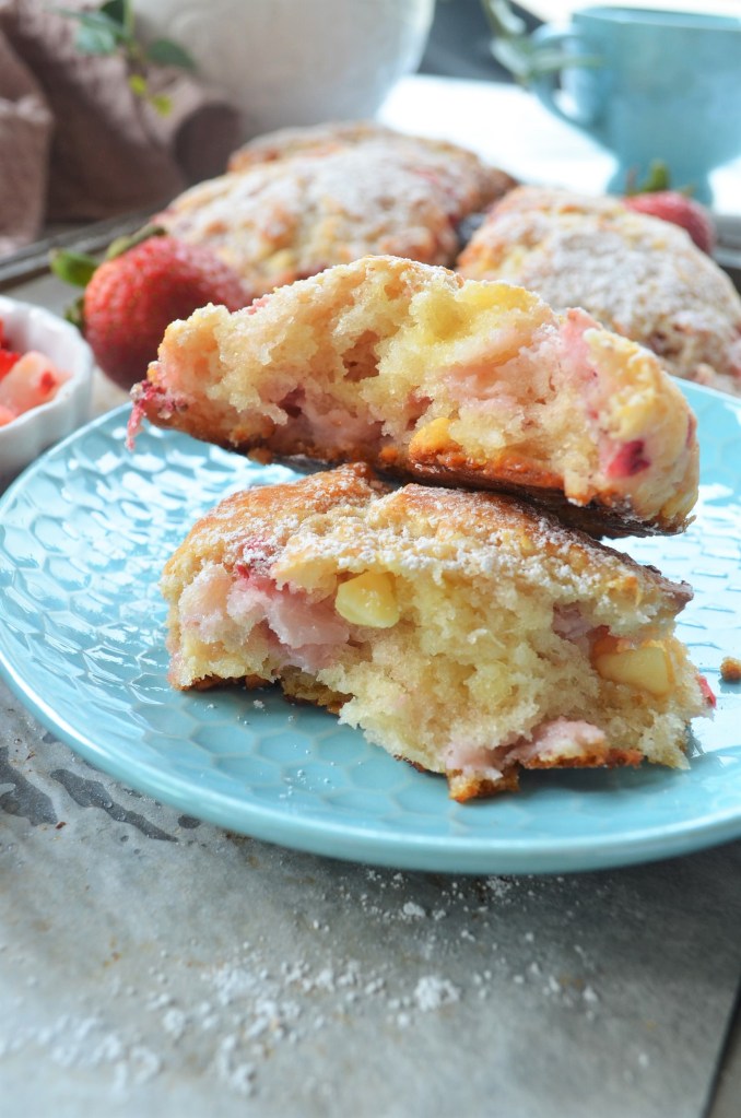 Small Batch Strawberry White Chocolate Scones