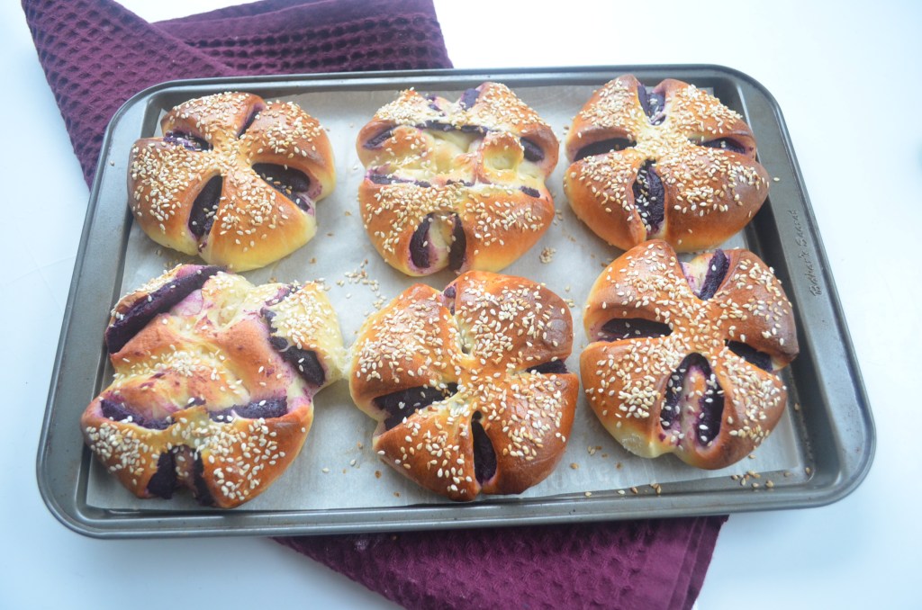 Purple Yam Flower  Bread Buns By SweetnSpicyLiving